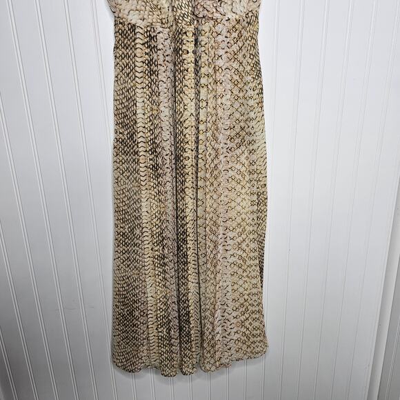 Great Jones Python Ruffle Dress Size 0 Midi V-Neck A-Line Sleeveless Flirty Boho - Picture 5 of 10
